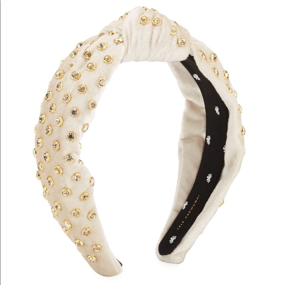 NEW Lele Sadoughi Ivory velvet crystal-embellished